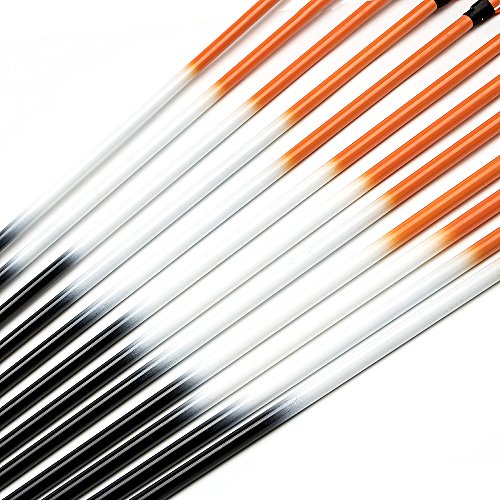 Archery sharly 31" Carbon Hunting Targeting Arrows with 5" Orange Feather Fletching for Traditional Recurve and Long Bow (12 Pack)