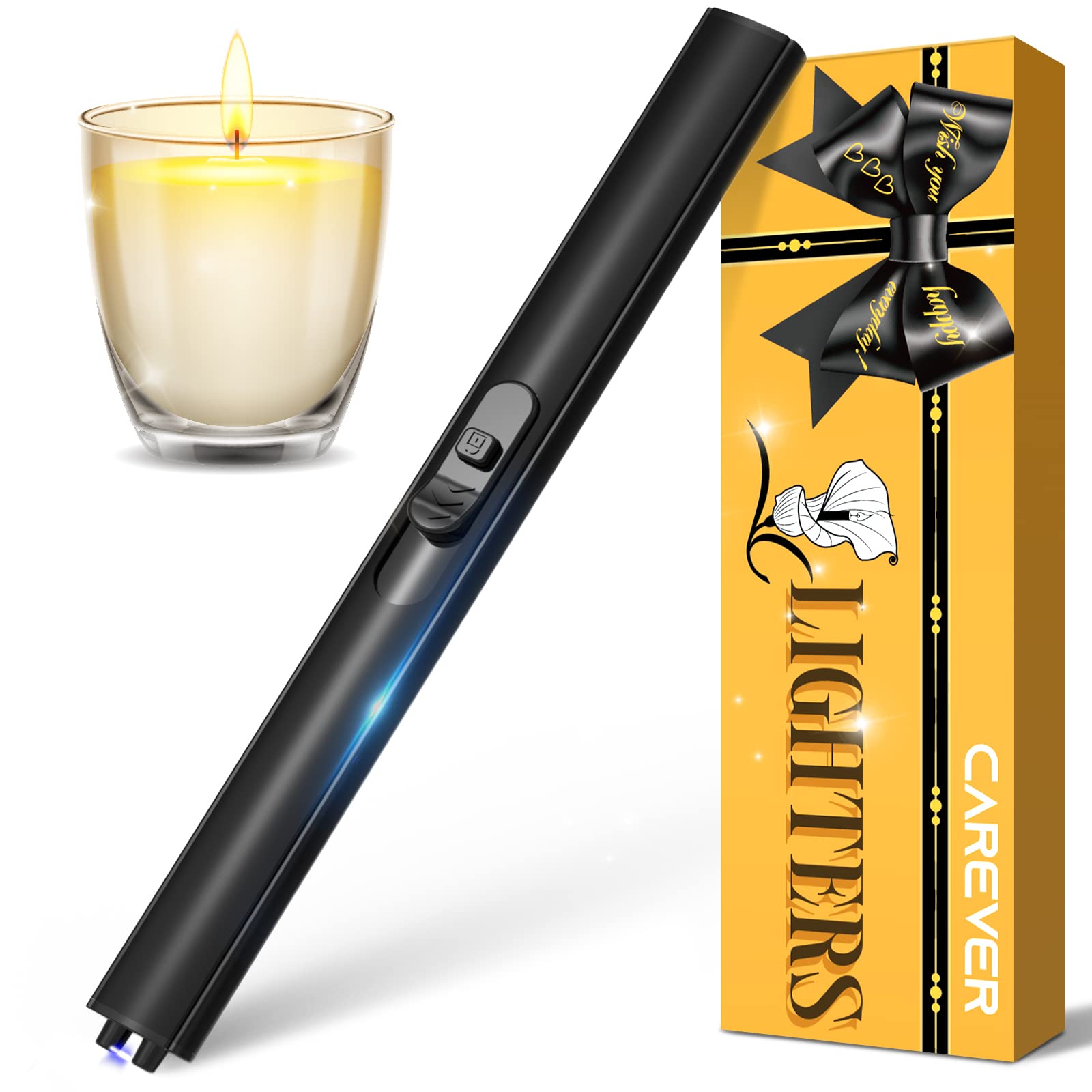 Photo 1 of Candle Lighter Stocking Stuffers for Women Men, Electric Candle Lighter USB Rechargeable Graduation Gifts for Him Wife Grandma Girlfriend Safety Lock Long Lighters for Grill Home Kitchen BBQ Camping