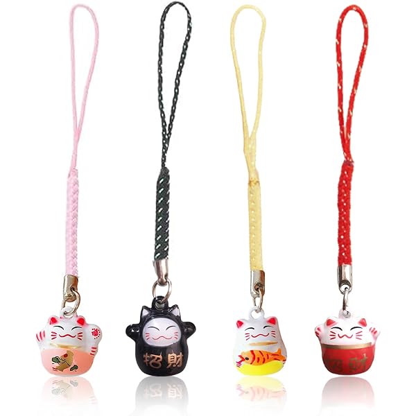 Japanese Maneki Neko Lucky Cat Keychain - Fortune Beckoning Cat Key Ring, Red, Feng Shui Gift - View #9