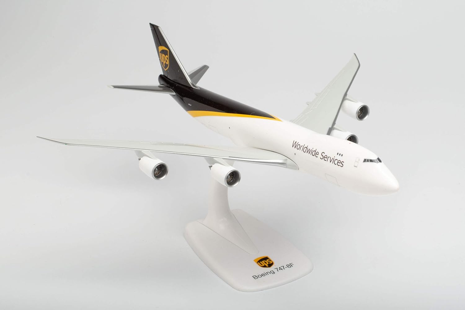 Herpa Snap-Fit airplane model UPS Boeing 747-8F on scale of 1:250, plastic miniature with pedastal, model building, collectors edition - Image 5