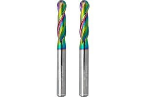 WEXWE Tools Extra Long Ball Nose Carbide End Mill, DLC Coating, CNC Cutting Tools for Aluminum and Wood Cutting, 3D Carving & Engraving. 2 Flute Router Bits，1/4 Shank (1/4-2.5" 2pcs)