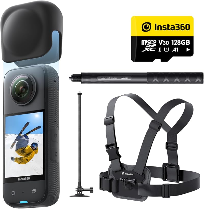 Insta360 X3 Snow Bundle Waterproof 360 Action Camera 5.7K 72MP 1/2" Sensor