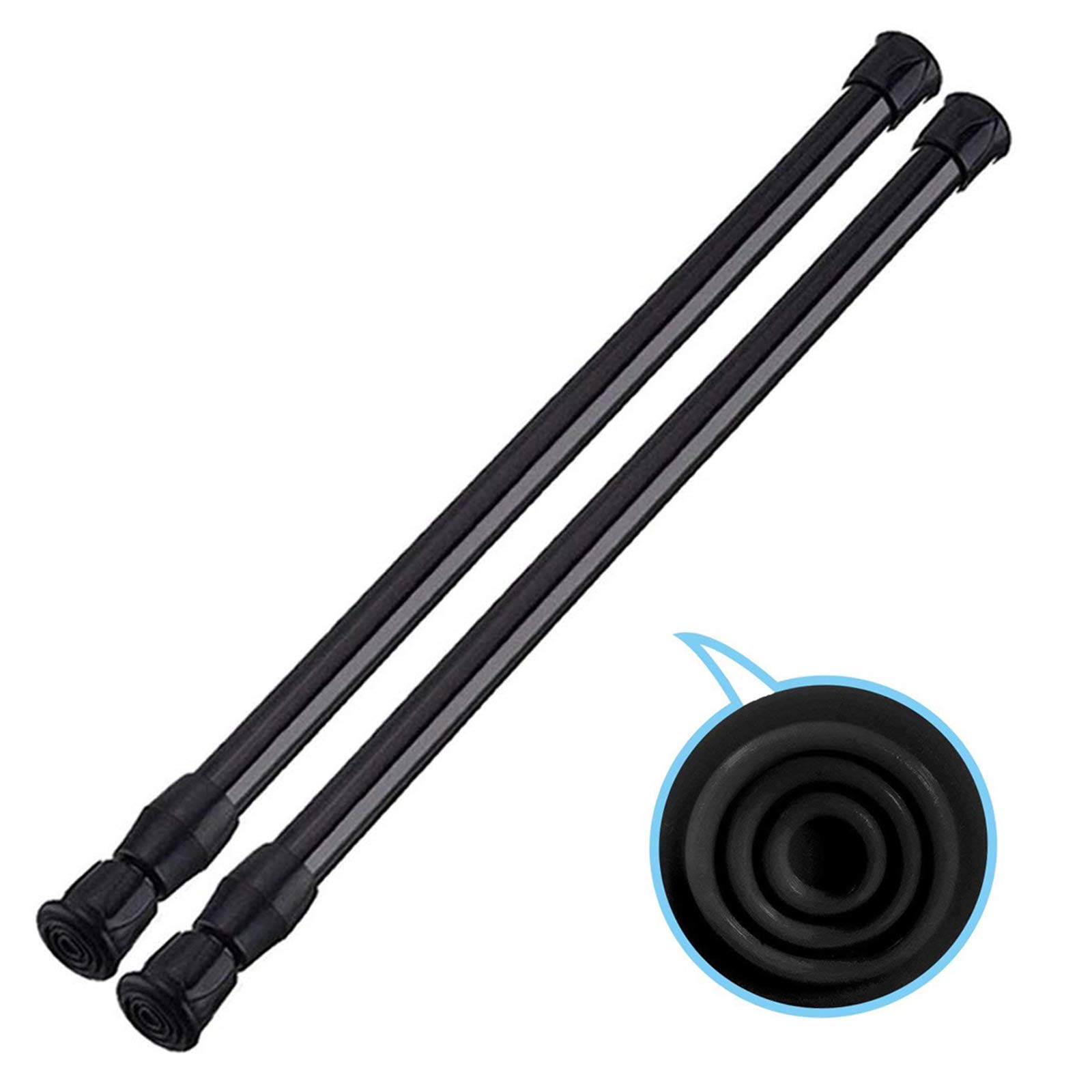 2 Pack Small Tension Rods 12 in to 20 Curtain Rods Window Rods in Extendable Width Spring Cupboard Bars for Kitchen Utensils, Closet, and Cabinet, Fit in The Spaces to Stay Up