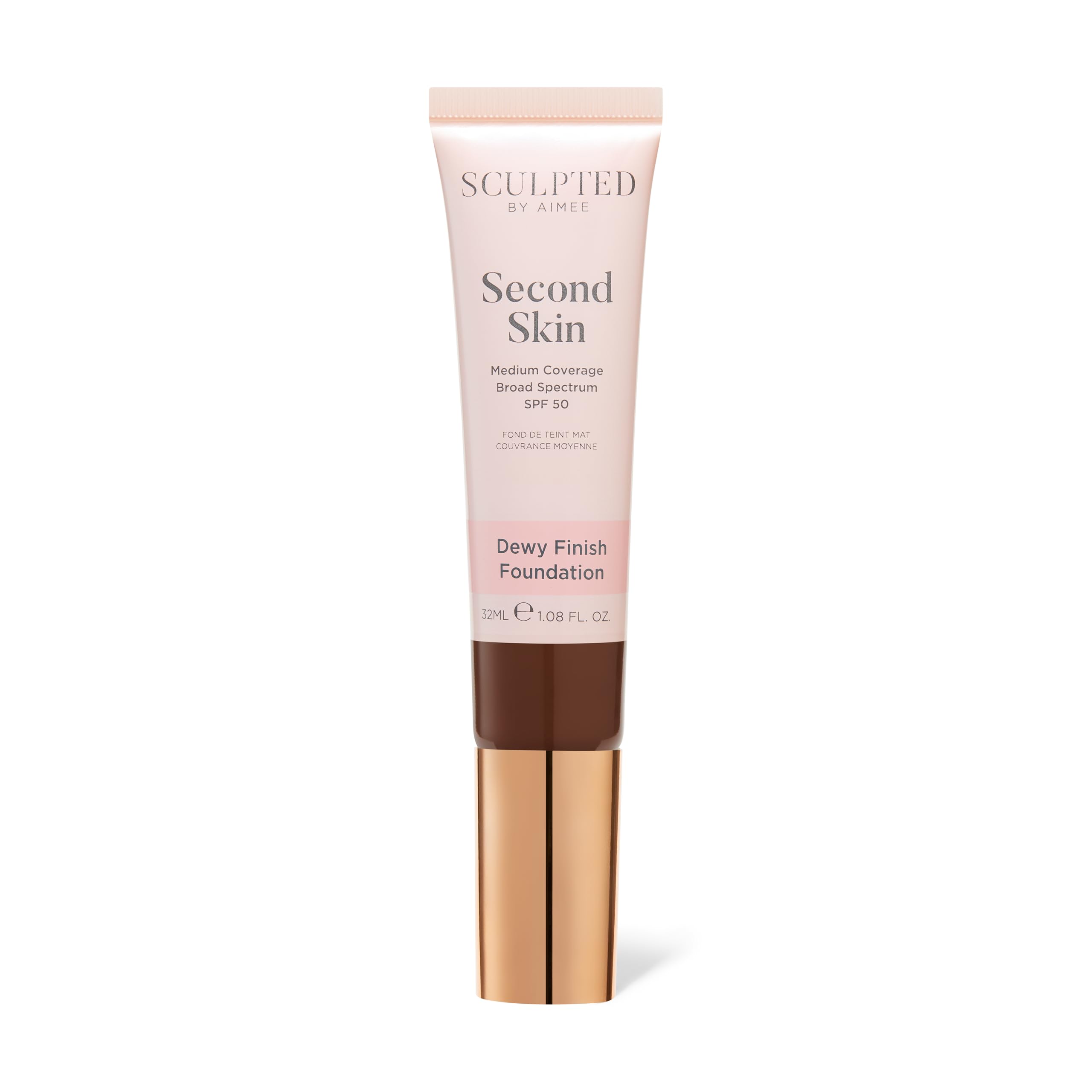 Second Skin Dewy Liquid Face Foundation from Sculpted by Aimee - 32ml Buildable, Medium Coverage Foundation with Dewy Finish, Hyaluronic Acid, Collagen Boosting Formula, SPF 50, (Deep Dark 7.75)