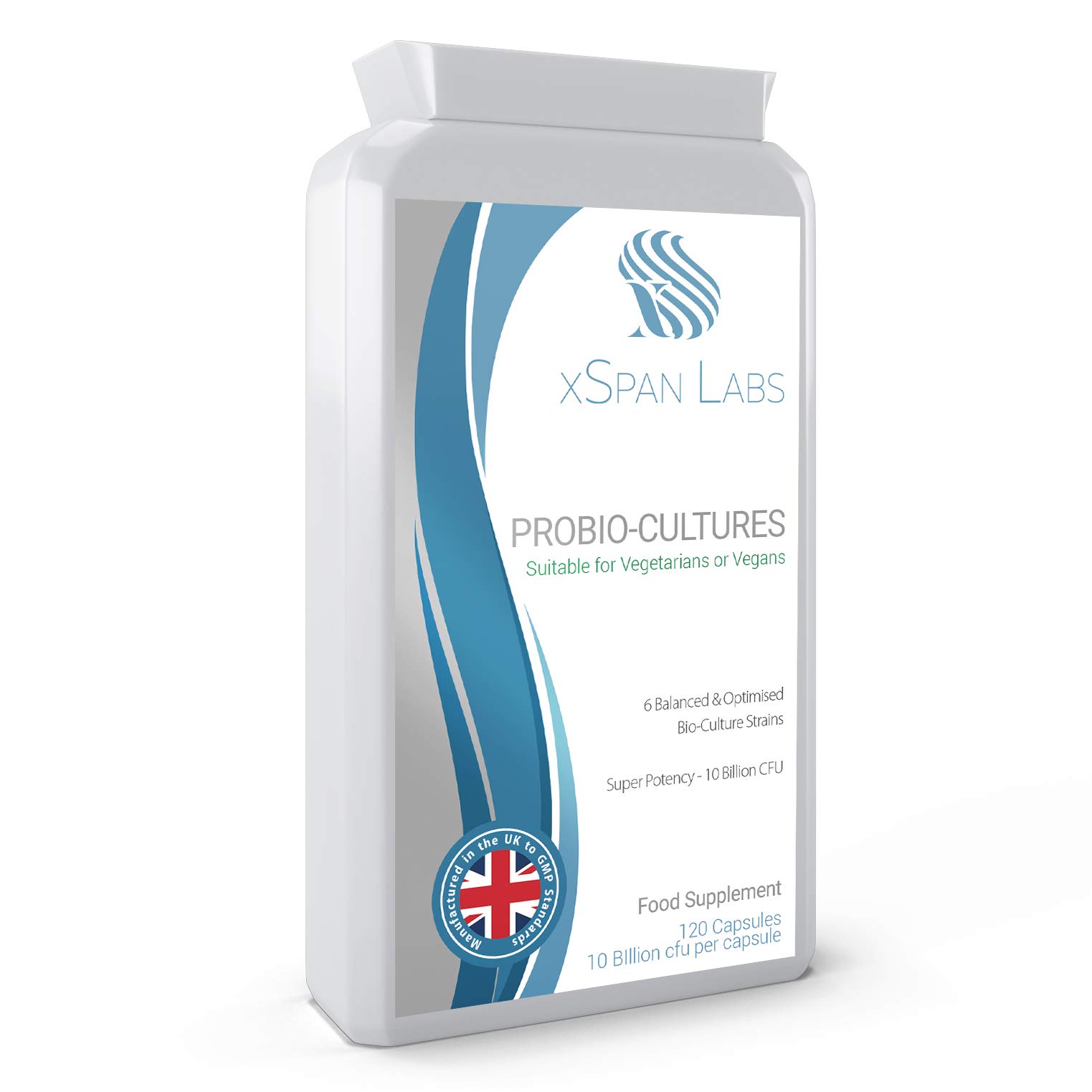 Probiotics 120 Capsules - High Strength 10 Billion Live CFU Multi-Strain Bio-Cultures + PreBio FOS Formula - Delayed Release Encapsulation to Protect from gastric acids