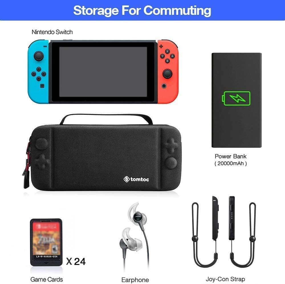 Hard Storage Case Compatible with Nintendo Switch, tomtoc Original Protective Hardshell Travel Handle Case Carrying Bag Cover fit Nintendo Switch Console and Accessories, 24 Game Card Slots: Video Games