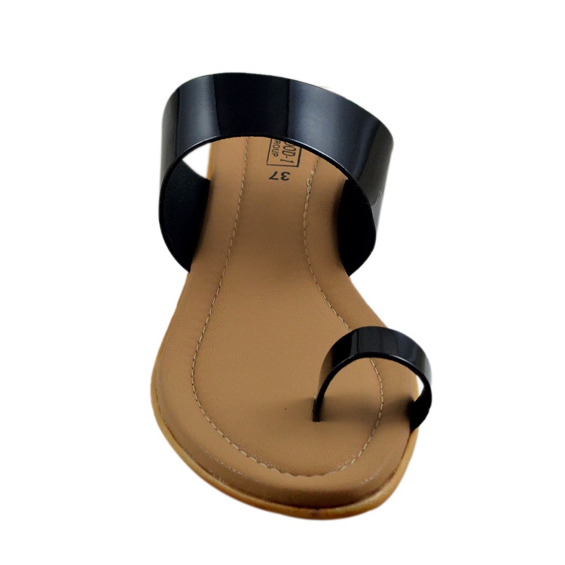 leatherwood1 women's white synthetic toe ring sandals