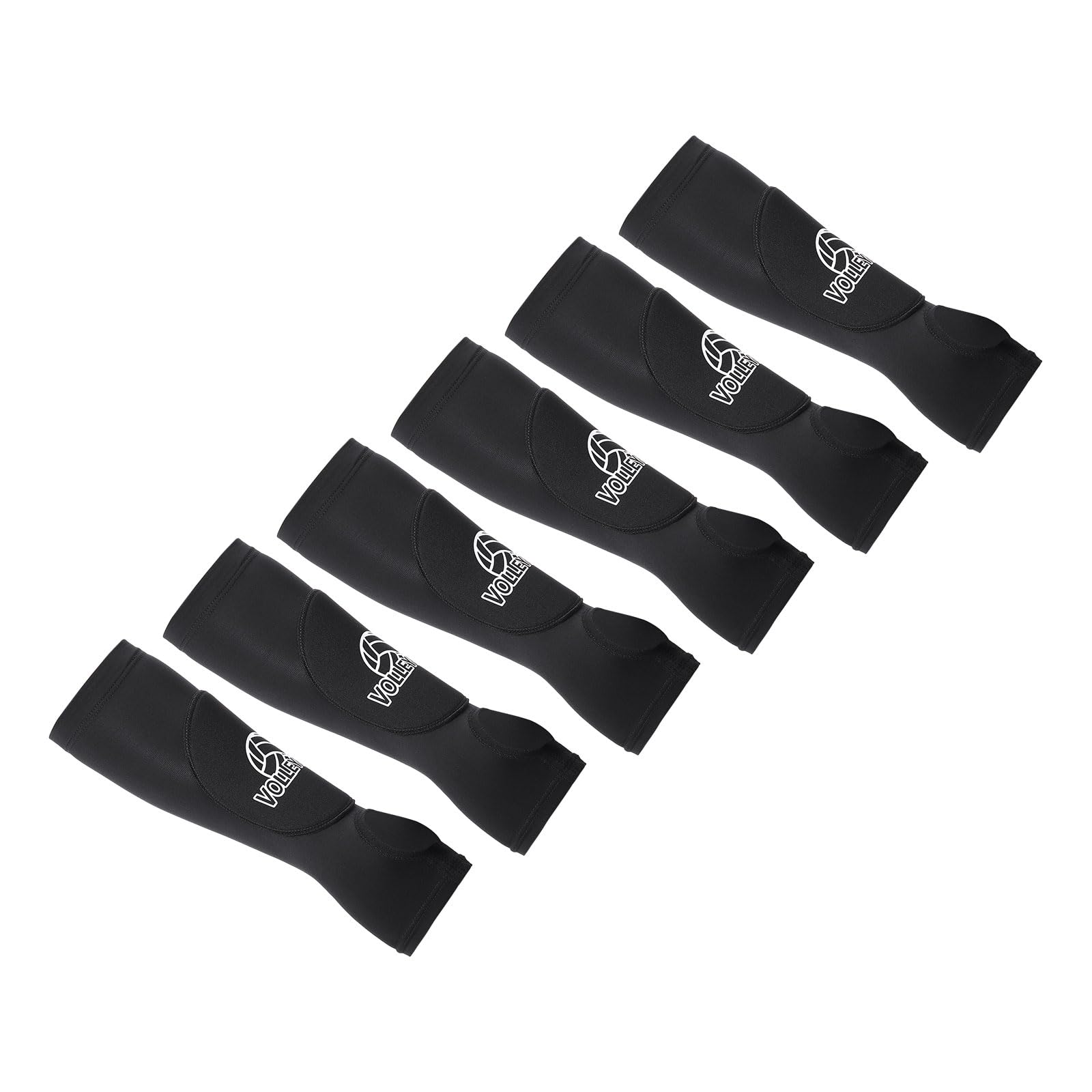 PATIKIL Volleyball Arm Sleeves, 6 Pcs Passing Forearm Sleeves with Protection Pads Thumbhole Arm Guards for Youth Men Women, Black