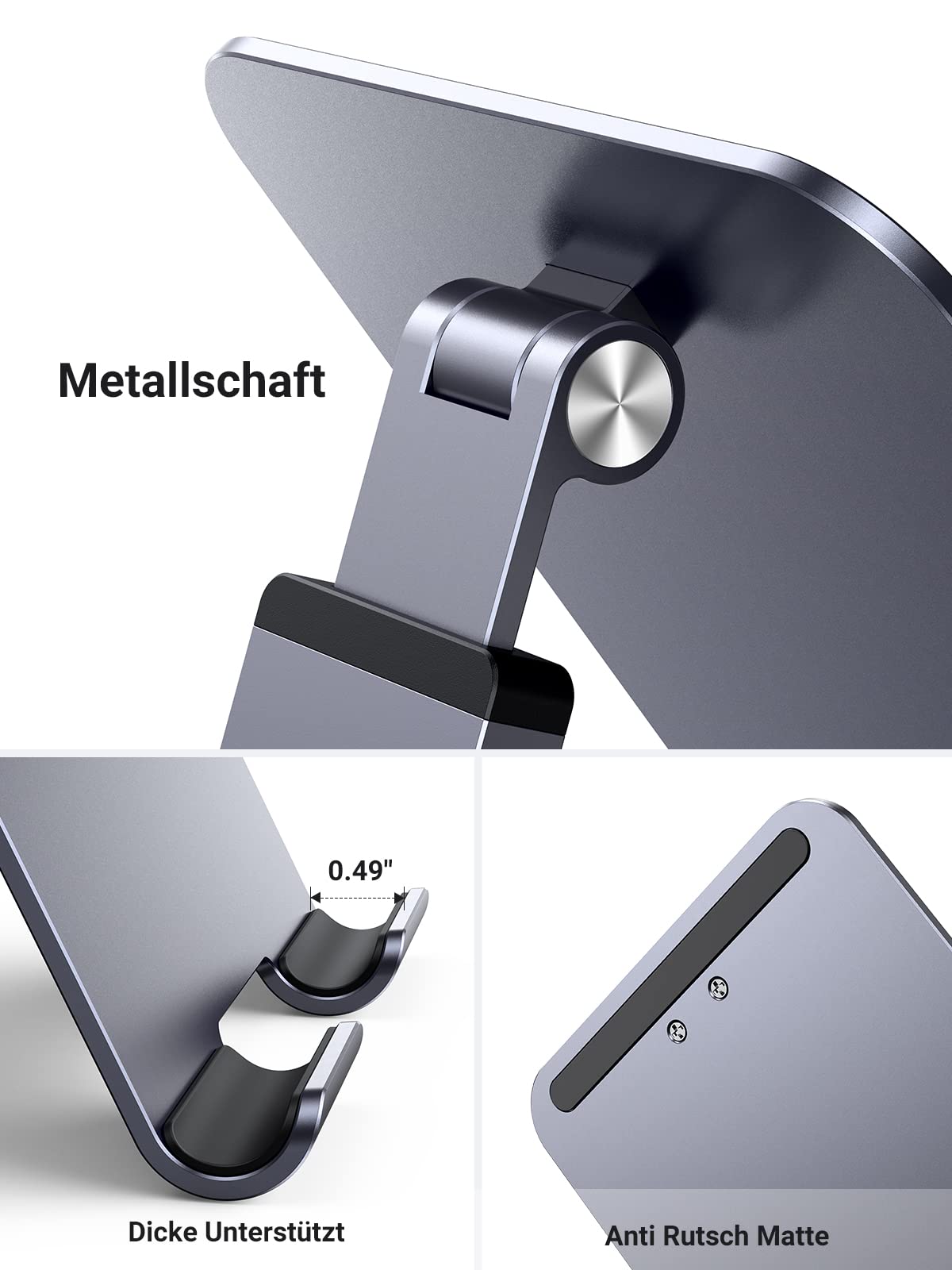 UGREEN Tablet Ständer Höhenverstellbar Halterung Aluminium Verstellbare Höhe Halter kompatibel mit iPad Pro Air Mini 11 12.9 Galaxy Tab S9+ Redmi Pad Huawei MatePad iPhone bis 12,9 Zoll. 7