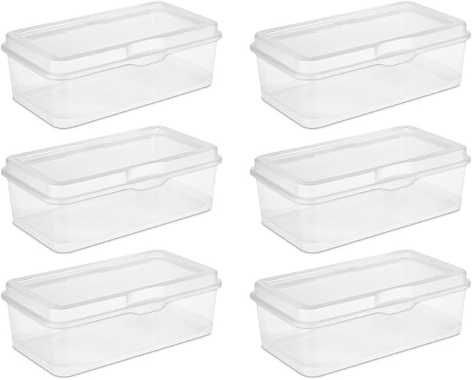 Sterilite Large Flip Top Storage Box, Set of 6 (1, DESIGN 1)