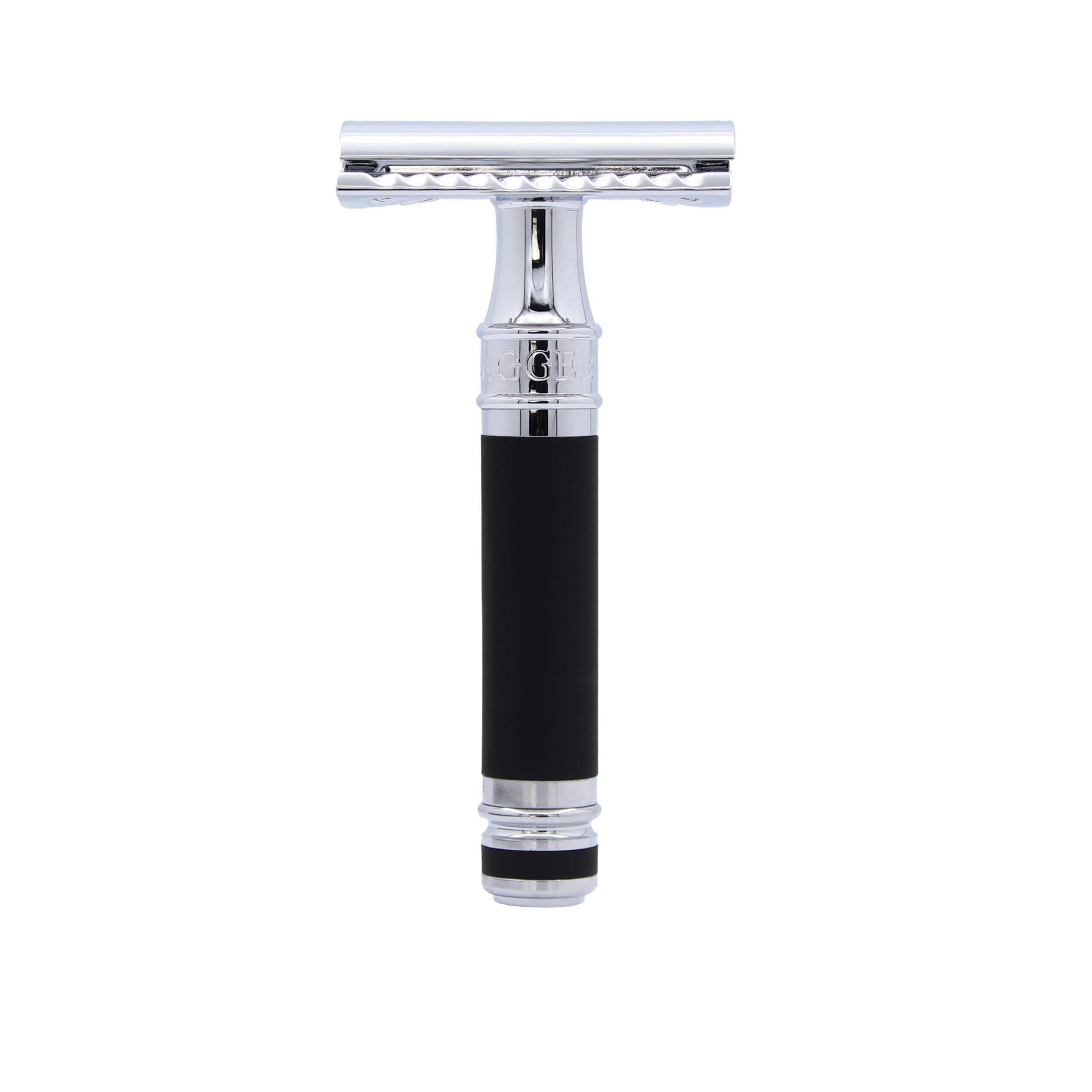 Edwin Jagger DES86RCBLAMZ Short Handled Classic Double Edge Manual Eco-Friendly and Reusable Safety Razor for Men and Women for Shaving cream or Soap Fits All DE Razor Blades (Black Rubber Coated)