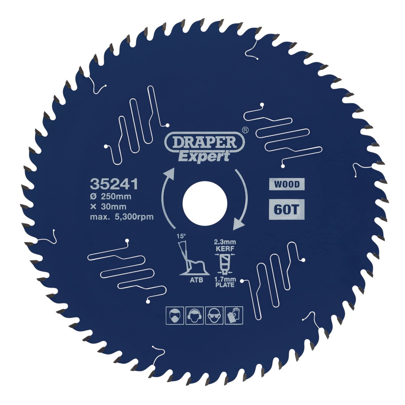 Draper 35241 TCT Circular Saw Blade for Wood with PTFE Coating, 250 x 30mm, 60T