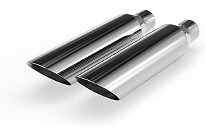 Richeer 2pcs 2.5 to 4 inch Exhaust Tip, 2 1/2" Inlet 4" Outlet 18" Overall Length Stainless Steel Exhaust Tip Universal for Vehicles with 2.5" O.D. Tailpipe, Weld On