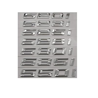 Chrome Silver Number Letters Trunk Badge Emblem Emblems for BMW 5 Series 520i 523i 525i 528i 530i 535i 540i 550i 545i 545i