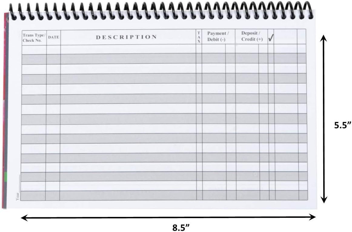 Superior Check and Debit Card Register - Simple Account Tracker - W I D E Edition - Black 8.5 inch x 5.5 inch : Office Products