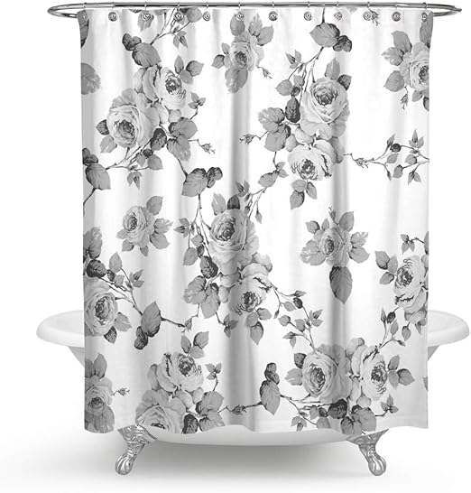 Amazon Com Hmwr Roses Lily Floral Waterproof Bath Shower Curtain