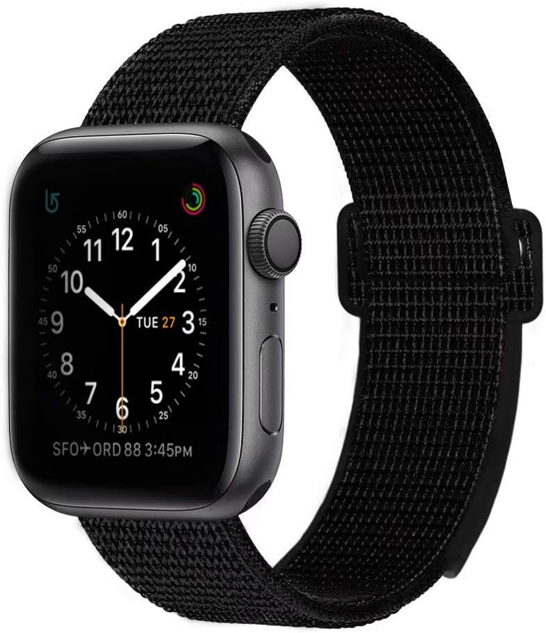 Bracelet Wristband Compatible with Smart Watch Band 38mm 40mm 42mm 44mm Soft Nylon Replacement for Smart Watch Series 4 3 2 1 (Black, 38/40mm)
