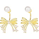 14K Gold Plated Pearl Drop Earrings for Women Jewelry