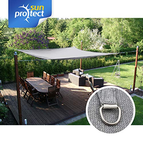 sunprotect 83228 Professional Sonnensegel, 3,5 x 4,5 m, Rechteck, Wind- & wasserdurchlässig, grausilber – Bild 2