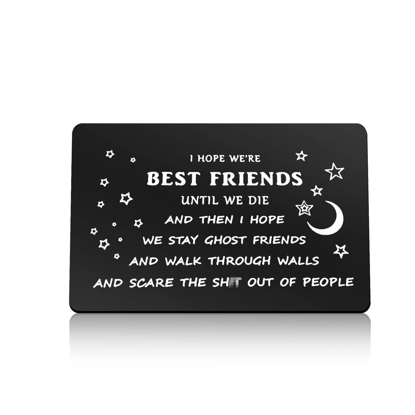 Best Friends Gifts Insert Funny Friendship Gift for Men Women Engraved Wallet Card Birthday Gifts for Friends Female Christmas Graduation Gift for Sister Besties Soul Sister Humorous Gift Metal Card