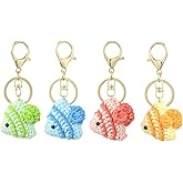 Ipotkitt 4 pcs 4 Styles Wool Weaving Tropical Fish Keychains with Lobster Claw Clasps Cute Sea Ocean Animal Key Ring Bag Charms for Key Purse Party Favor DIY Crafts