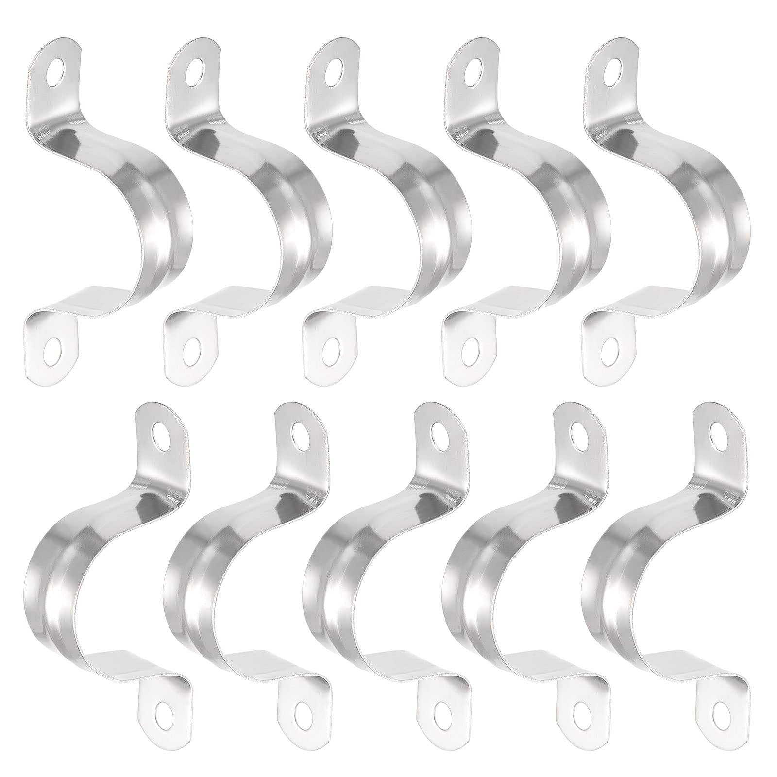 DTGN 18mm(W) Two Hole Strap - 16Pack - Good for Industrial 29mm Dia Pipe Fixing - 201 Stainless Steel Rigid Pipe Strap Clamp - Silver Tone