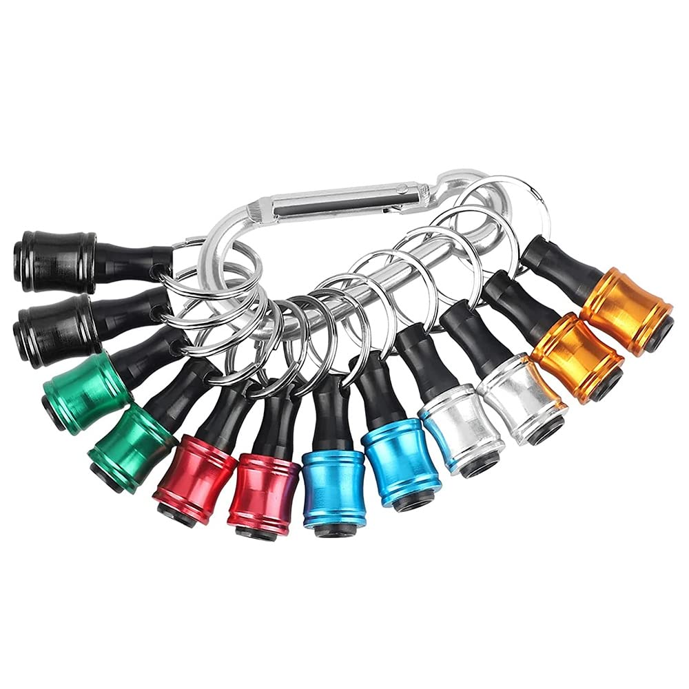 Fawiwpse 12PCS 1/4Inch Hex Screwdriver Bits Holder Extension Bar Keychain Screw Adapter Drill Bits Holder (6 Colors)