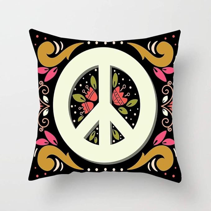 N\A Signo de la Paz gráfico Hippie con Formas de Flores años Sesenta y