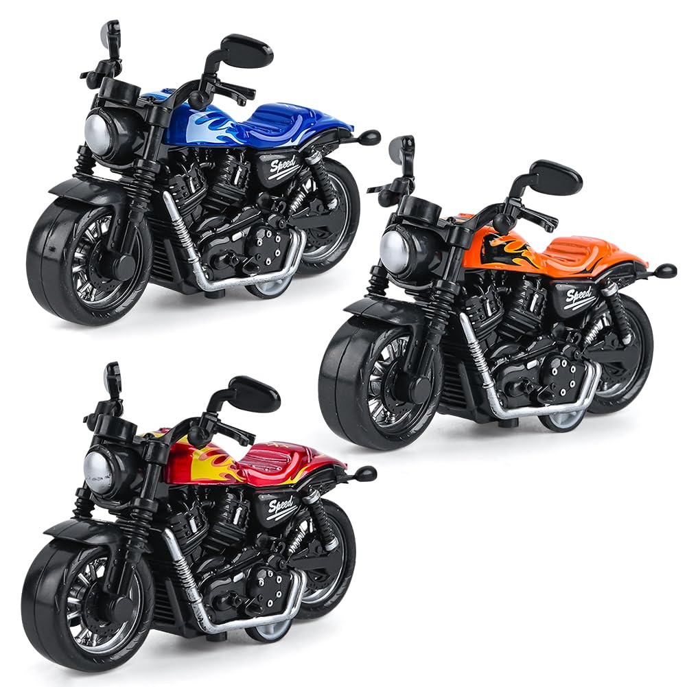 FCXVXCL 3pcs Kid Motorbike Toys,Pull Back Toy Cars Toy Motorcycles for Kids,Alloy Motorcycle ModelRetro Motorcycles Toy for Boys Kids Age 3-8 Year Old