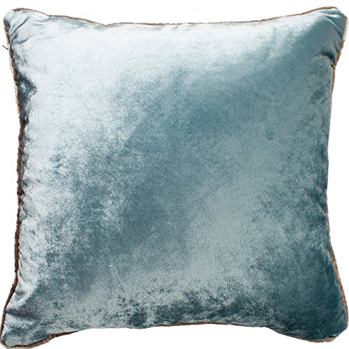 McAlister Textiles Shiny Velvet | Throw Pillow with Filler in Duck Egg Blue | Square 20 x 20 Inches | Plump Decorative Toss Cushion Crushed Metallic Look Modern Plush Decor ()