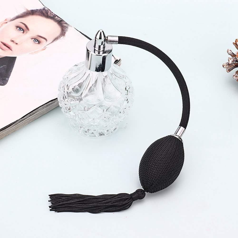 Neeliup Vintage Perfume Atomizer, Crystal Art Glass Spray Bottle with Tassel (90ml), Clear, 90 ml - Image 3