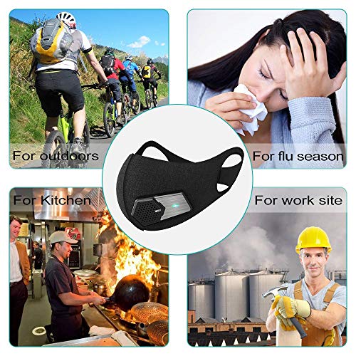 Dust Mask Anti Pollution Elecitic air Masks with N95 Protection for Allergy Masks with Fan Filter Cotton Sheet Valves Respirator breathable face mask for Smoke,Exhaust Gas,Dust,Hiking,Outdoor PM2.5