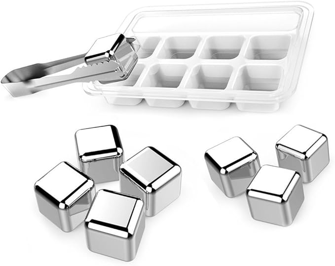 Xnuoyo Reusable Stainless Steel Ice Cubes Set of 8 Cooling Cubes