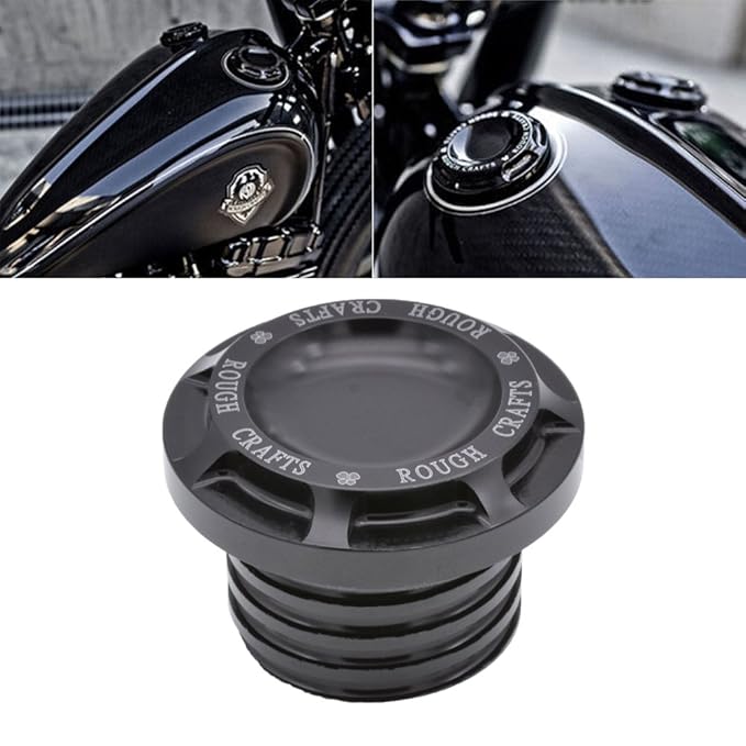 TUINCYN Black Motorcycle Aluminum Fuel Gas Oil Cap ROUGH CRAFTS