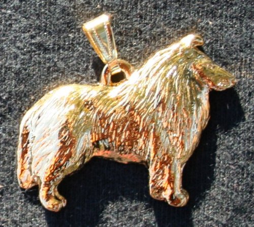 George Harris Collie Dog 24k Gold Plated Pewter Pendant