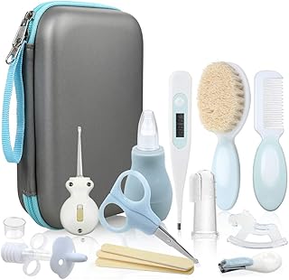 Lictin Babypflegeset 15 teiliges Pflegeset Neugeborene mit Baby Erstausstattung Babywanne für Neugeborene Kleinkinder Babys Blau
