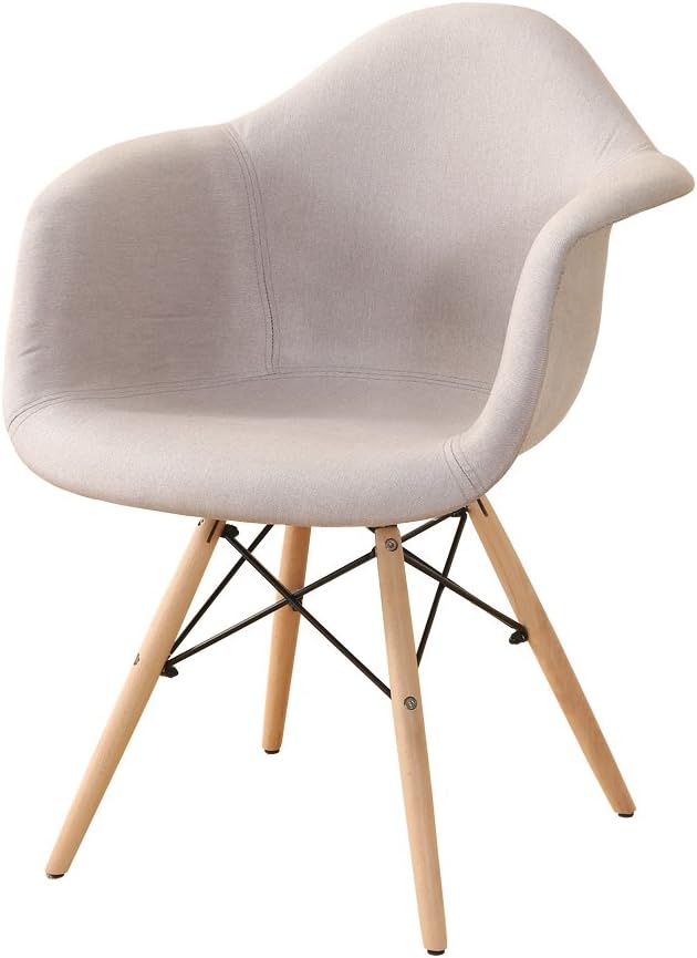 Interougehome Scandinavian Style Fabric Armchair Light Gray, Nordic Design Chair, Elegant Dining Chair