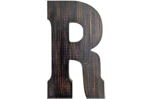 ABELOTS Big Letter Wall Art for Living Room, Bathroom, Bedroom, and Home Decor, Rustic Farmhouse Lettering for Family Last Names, Large Decorative Wood, 14” x 10”(Big R)