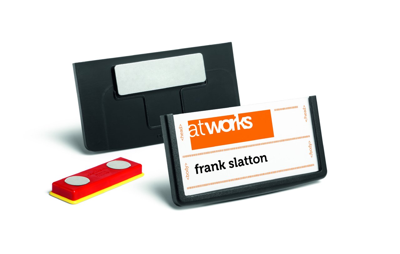 Durable 850201 Name Badge Frame with Magnet 30 x 60 mm - Black (Pack of 25)