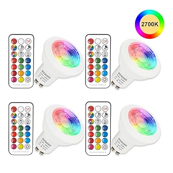 LED Lampe GU10 RGB+Warmweiß Farbwechsel Spot Licht Dimmbar 3W, 200LM, AC 85V - 265V, mit IR-Fernbedienung für Wandleuchte, Sc