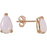 1.55 Carat 14k High Polished Solid Rose Gold Stud Earrings Natural Opal