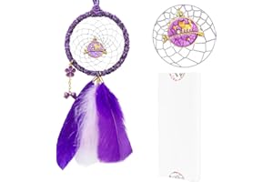 HOLSM-III Mini Dream Catchers - Cute Kitten with Turkey Feather, Pastel Purple Flannel, Handmade Small Dreamcatcher for Bedroom, A Dream Catcher for Girls, Dream Catchers for Boys, Dream Catcher Wall Decor