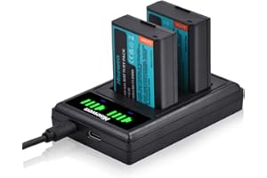 Hisewen LP-E10 LPE10 Battery 2Pack and Dual LED Charger for Canon EOS Rebel T7 T6 T5 T3 T100 Kiss X90 X80 X70 X50 1100D 1200D