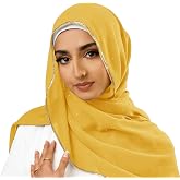 Piewag Hijab Scarf for Women Soft Chiffon Rhinestone Long Scarf Shawl Fashion Muslim Hijab Head Wrap Scarves