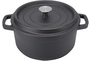 Qiilu Cast Iron Dutch Oven with Lid - 10 Qt Dutch Pot for Cooking,Baking and Stewing - Heavy Duty Kitchen Essential
