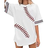 Baseball Shirt Women Oversized Baseball Mom Tshirts Game Day Short Sleeve Casual Loose Graphic Tees Tops
