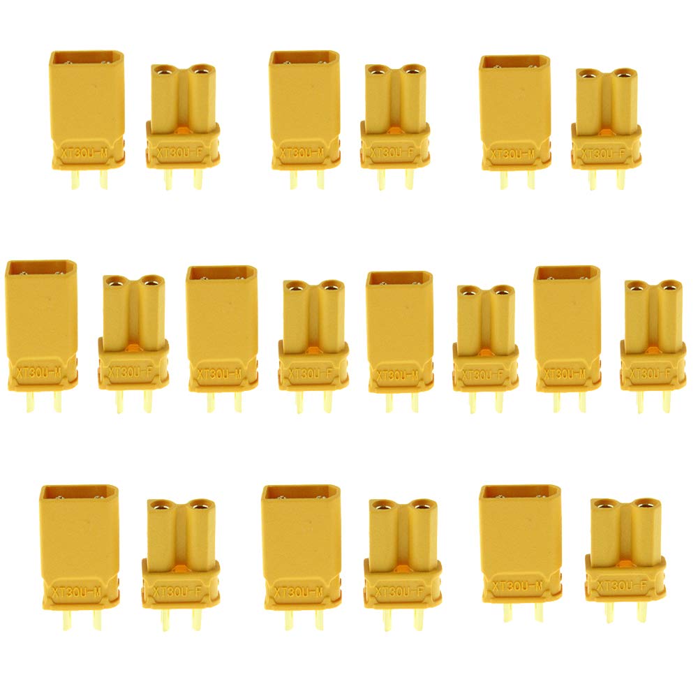 Yiqigou 10 Pairs Amass Wireless XT30U (XT30 Upgraded Version) XT30 Male Female Bullet Connectors Plugs adapter for RC Lipo Battery