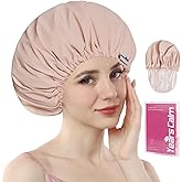 Years calm Shower Cap Reusable Waterproof, Double-Layer Hair Cap for Women, with Elastic Band, Ideal for Shower, Spa, Travel & Cleaning (Light pink, One Size)