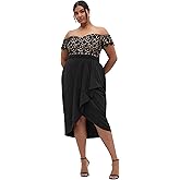 City Chic Women's Plus Size Cocktail Dress - Lace Glamour Midi