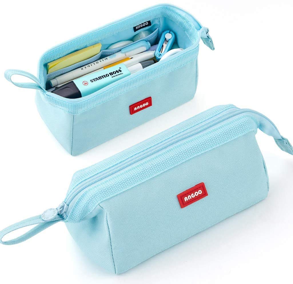 iSuperb Large Pencil Case Boys Pencil Bag Pouch Holder for Girls Portable Office Aesthetic Stationery Makeup Bag for Secondary School Teen Men Women Personalized Pen Bag(Blue)